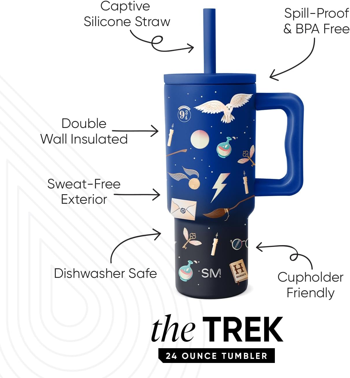 Simple Modern Harry Potter Kids 24 oz Tumbler with Handle and Silicone Straw Lid | Spill Proof and Leak Resistant | Reusable Stainless Steel Bottle | Gift Boys Girls | Trek Collection | Magical Mashup - Image 2