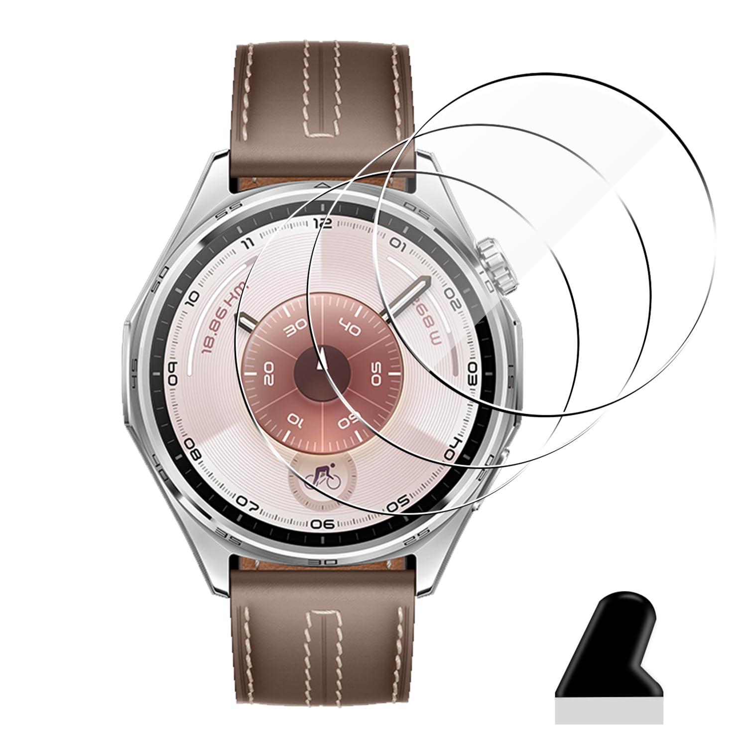 【3枚セット】 対応 HUAWEI WATCH GT 6 46mm ガラスフィルム 保護フィルム 3枚 用 HUAWEI WATCH GT6 46mm フィルム 【 硬度9H 日本旭硝子製 】 用 ファーウェイウォッチ GT6 46mm 液晶保護フィルム キズ防止 耐衝撃 飛散防止 全面保護 高透過率 3D Touch対応 高感度タッチ 気泡ゼロ 自動吸着 貼り付け簡単 Watch GT 6 46 mm 用 保護フィルム
