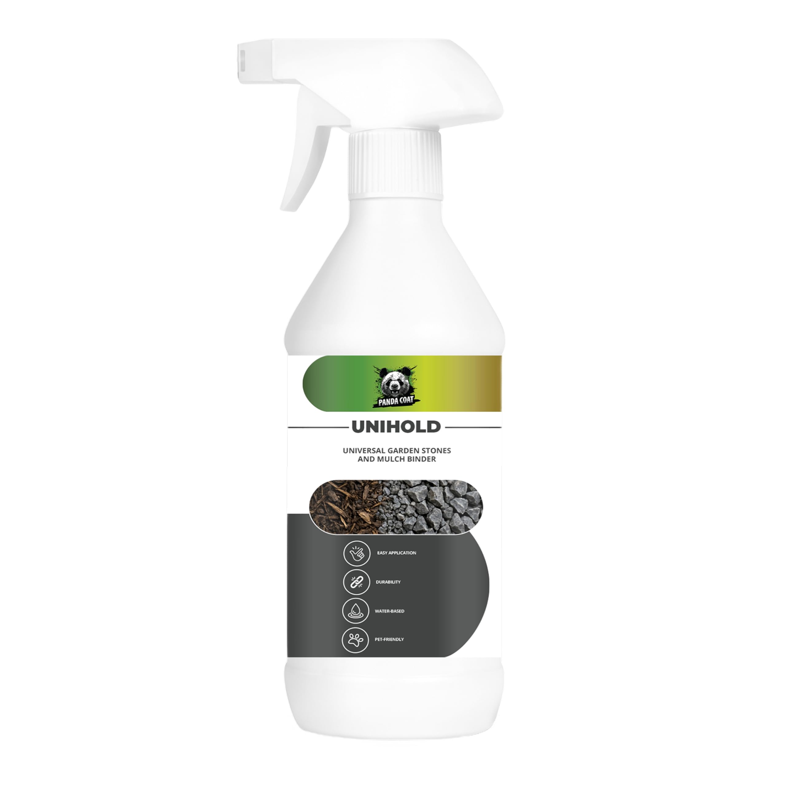 UNIHOLD – Universeller Bindemittel für Gartensteine & Mulch | Haustierfreundlich, Wasserbasiert, Einfache Anwendung | Langlebiger Landschaftskleber (1L / 5L / 10L)