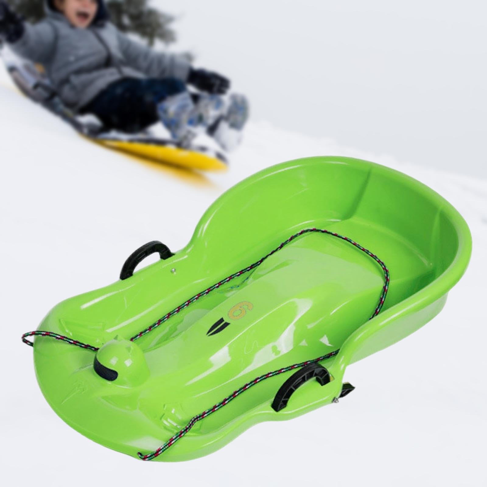 Luge Portable Robuste pour Neige, Gazon et Sable, avec Corde de Traction et Freins de sécurité. Idéale pour Les Enfants et Les Tout-Petits, pour