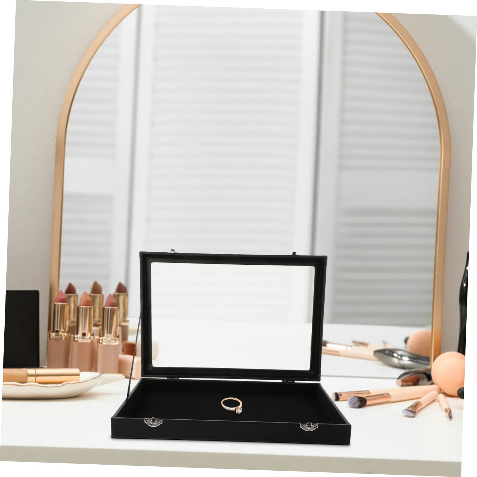 Cabilock Caja Organizadora De Joyas Con Tapa De Vidrio Organizador De Almacenamiento De Gran Capacidad Para Anillos Collares Aretes Para El Hogar