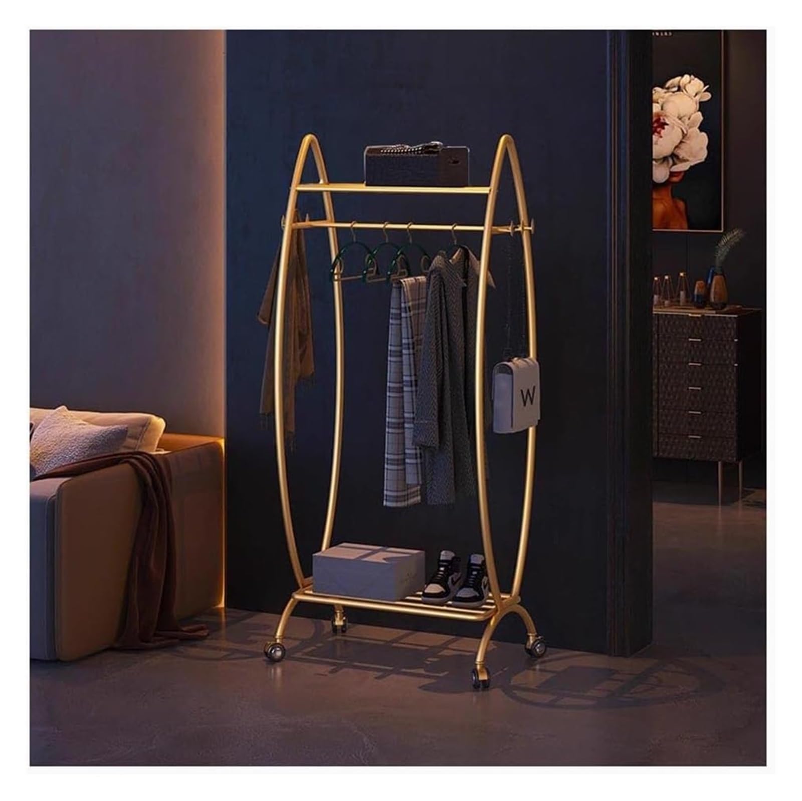 FGXHHS Heavy Duty Clothes Rack with Shelves, 3-in-1 Entryway Organizer for Easy Movement and Hanging in Boutique, Retail, or Home Use