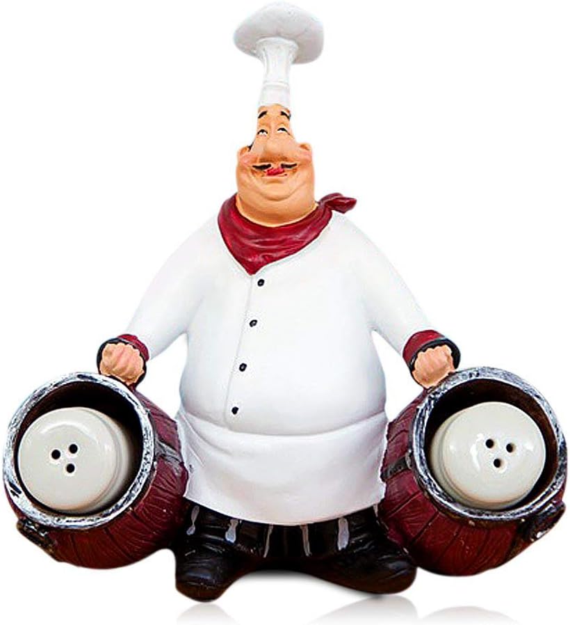 French Decorative Chef Statues - Resin Home Decoration with Toothpick Holder for Country Cottage Decor & Gourmet Kitchen Decorations
