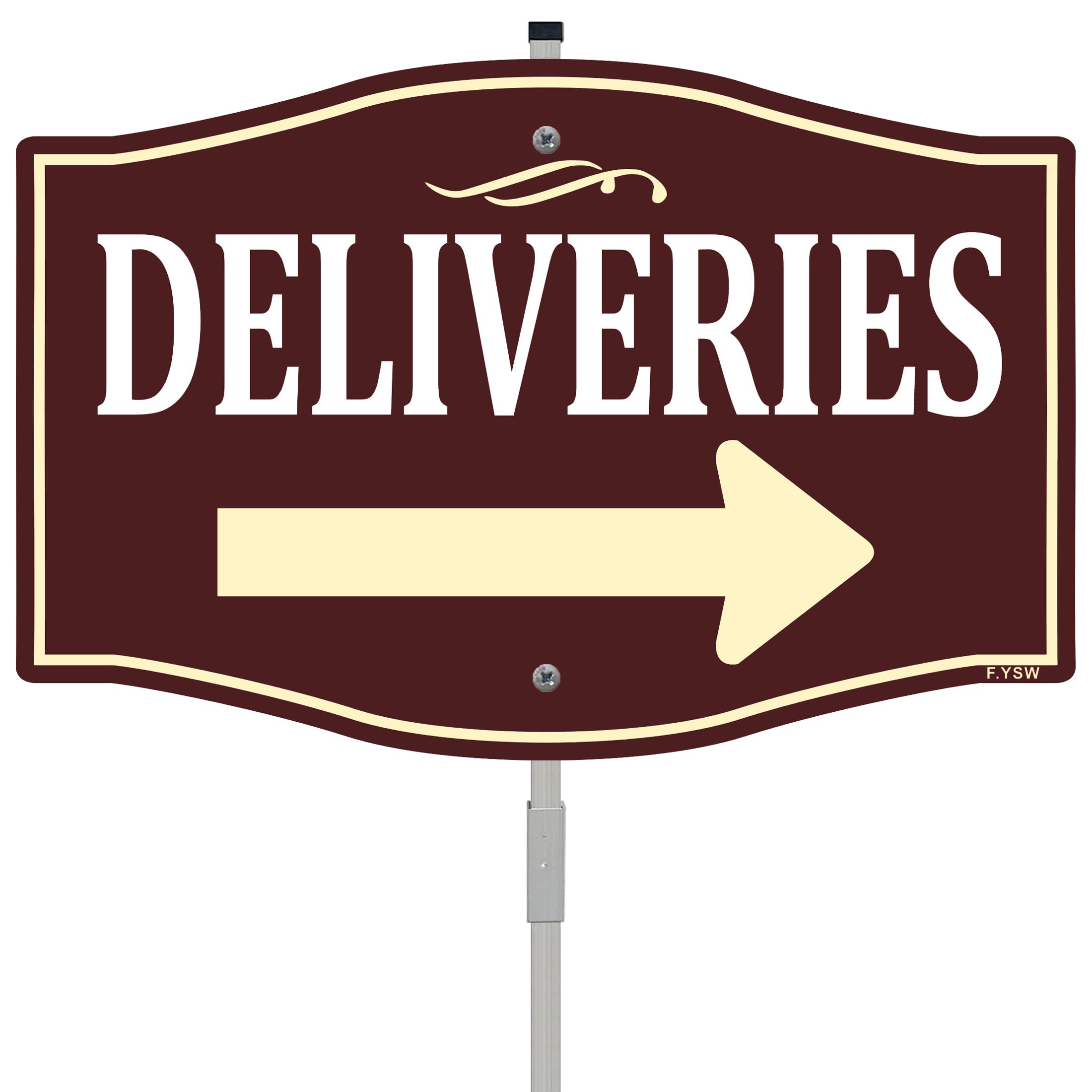 Deliveries with Right Arrow Sign Package Delivery Instructions 12" x 8" With 28" Long Metal Stake Shipping and Receiving With Stand Aluminum Outdoor