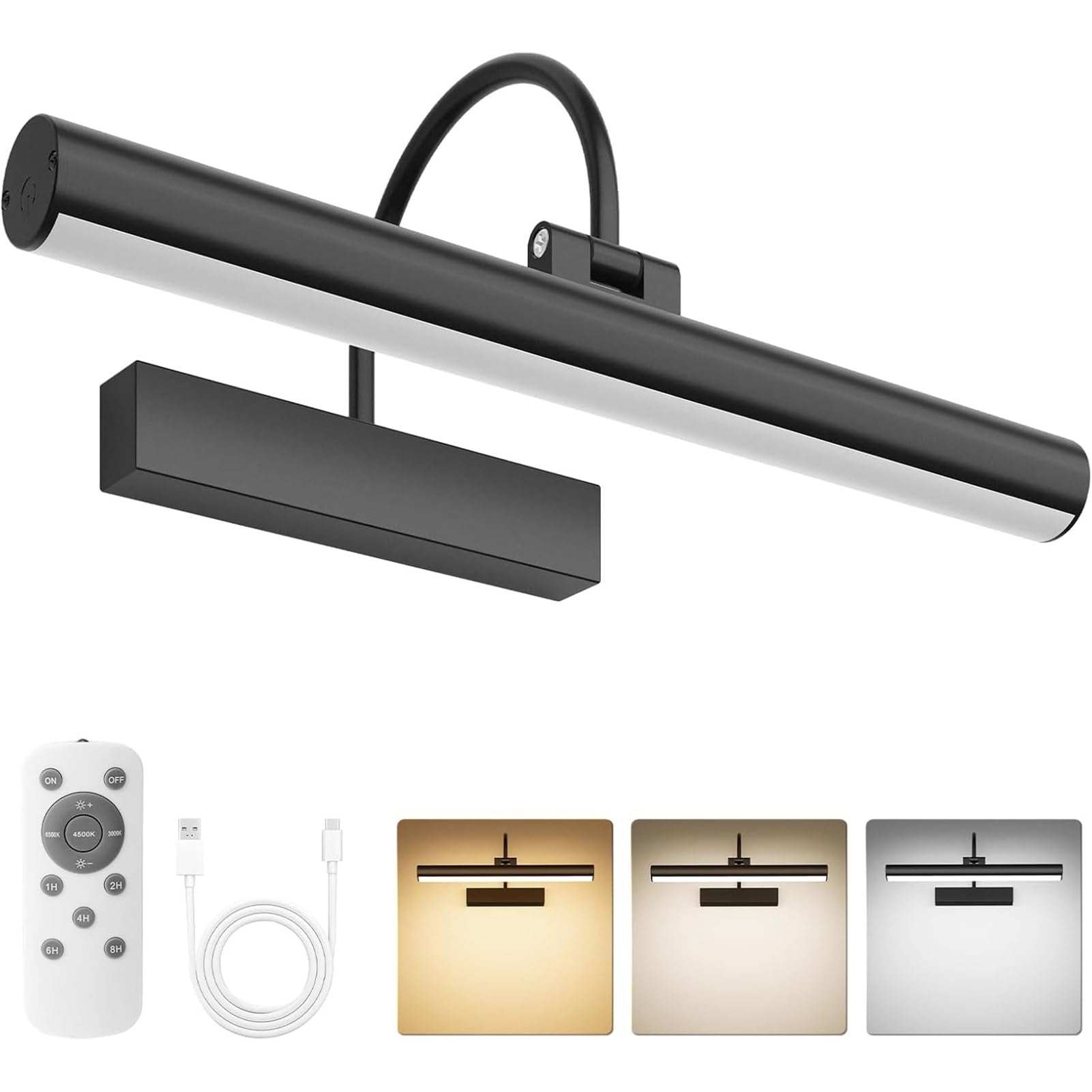 Lampa ścienna z przyłączem ładowania USB, lampka do czytania LED przy zagłówku, możliwość ściemniania i 3 temperatury barwowej, lampka nocna (B)
