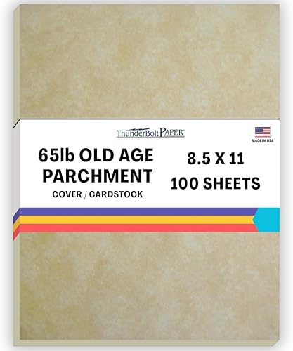 100 hojas de papel de cubierta de pergamino de la vejez de 65 libras, hojas de colores con peso de cartulina, hojas de colores de 8.5 x 11 pulgadas,