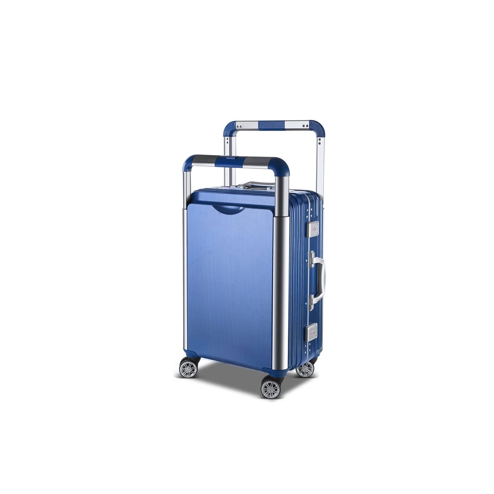 Estuche Rígido Equipaje Trolley Case Rueda Universal Pareja Maleta Hombres y Mujeres Embarque Equipaje Marco de Aluminio Caja de contraseña (Color : Blue)