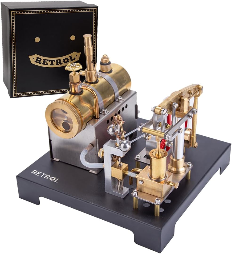 Retrol SE-01 Stationary Beam Steam Engine Kit, Full Metal Steam Engine Model with Boiler, Educational Mechanical Steam Power Assembly Set for Adults Enthusiasts & STEM Education