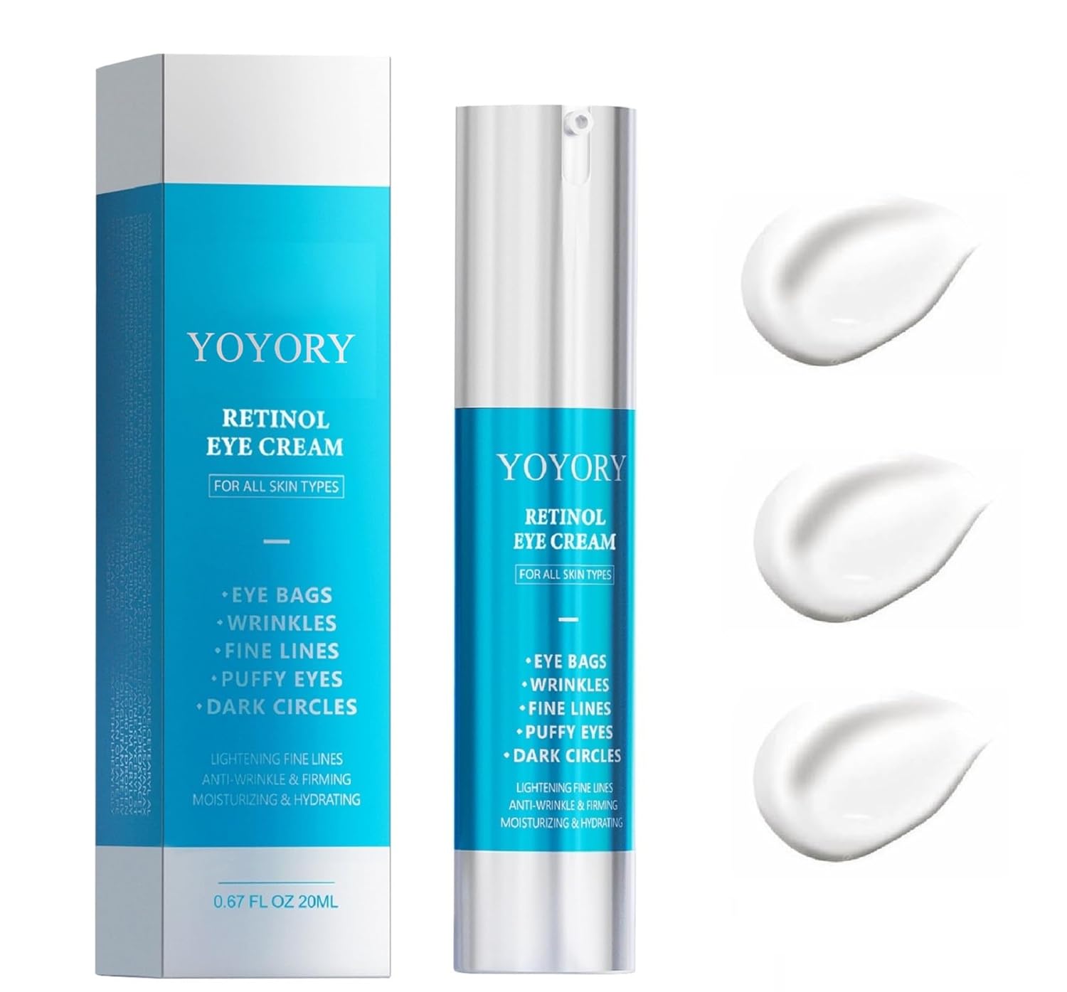 Retinol Eye Cream for Eye Bags - Anti-Aging Under Eye Treatment for Dark Circles, Fine Lines,Wrinkles, Puffiness Hydrating & Moisturizing Skin Care Men and Women, 0.67 fl oz