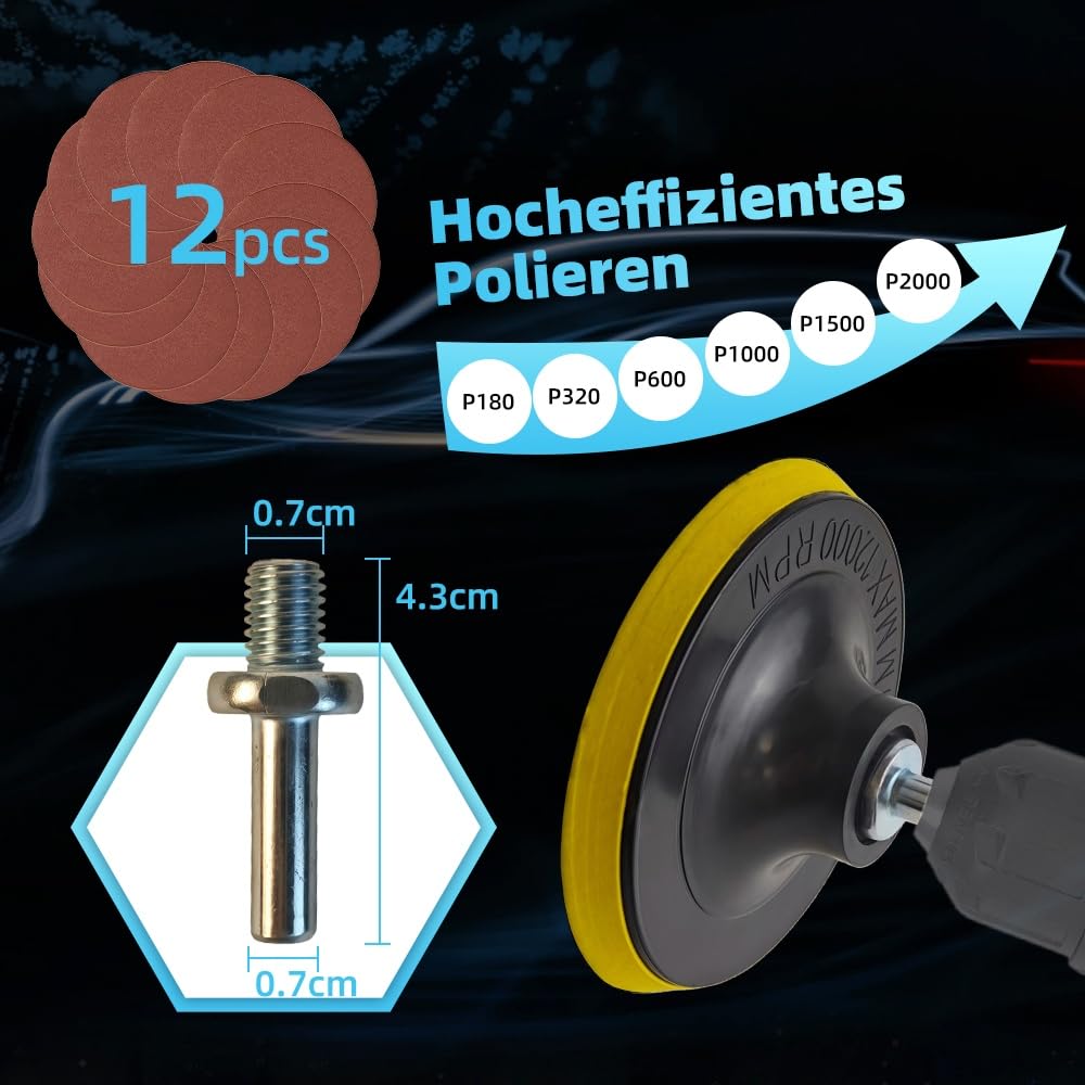 Scheinwerfer Aufbereitung Set 1420g, Scheinwerfer Bedampfen Set für Matte & Blinde Scheinwerfer, Scheinwerfer Polierset für Vergilbung/Vage Inklusive Schleifpapier und Aufbewahrungskoffer