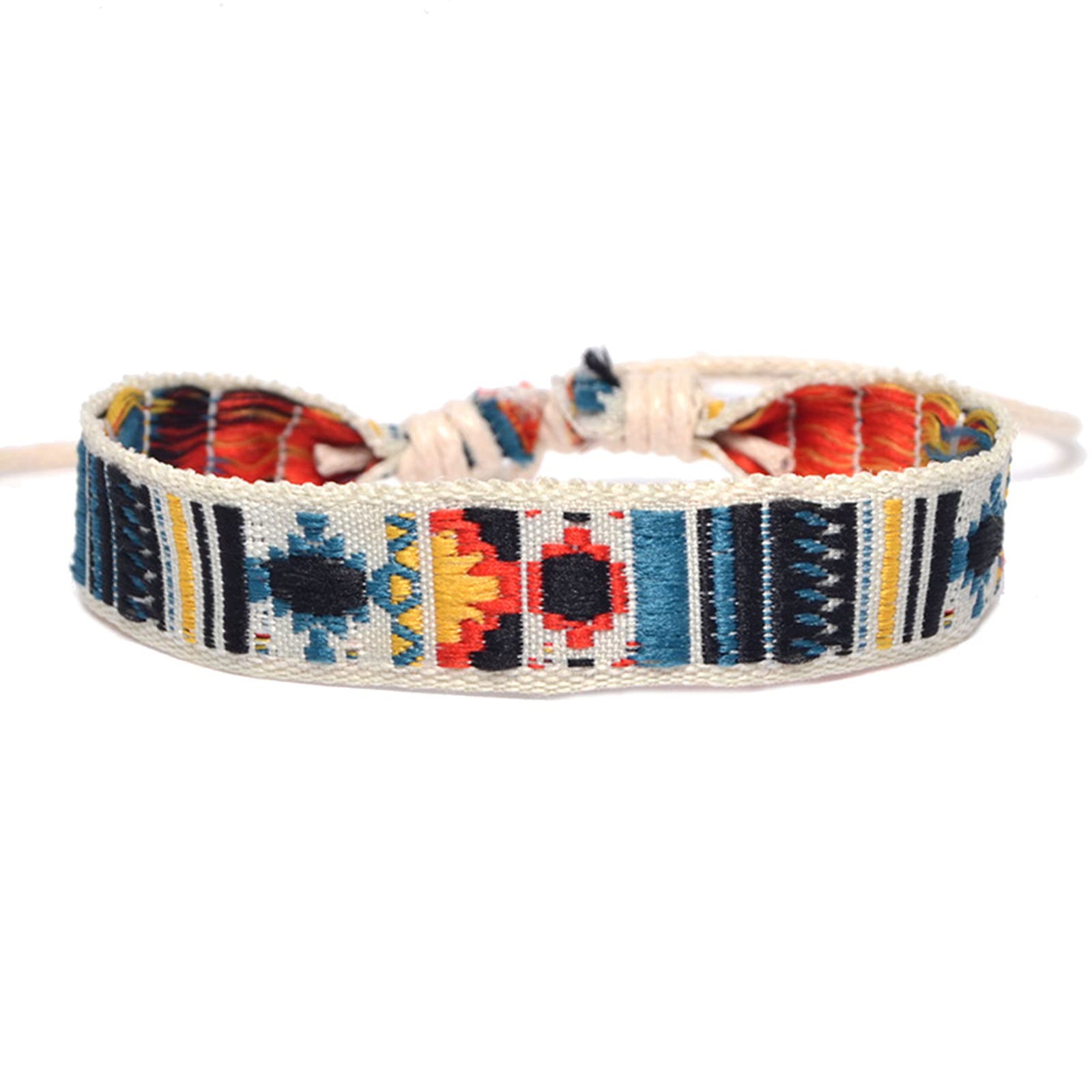Maxtonser Strawberry Flower Embroidered Bracelet Handmade Braided Bracelet Friendship Wrap Bracelets Thread Woven Wristbands