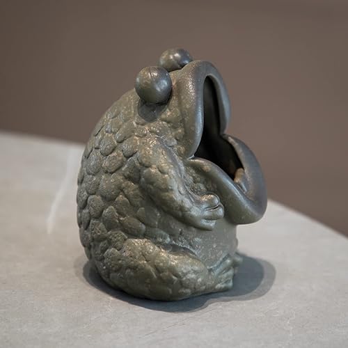 Miniatura 9 de HEER Cenicero de cerámica para cigarrillos, lindo y divertido juego de bandeja de ceniza con forma de rana sapo para interiores y exteriores,