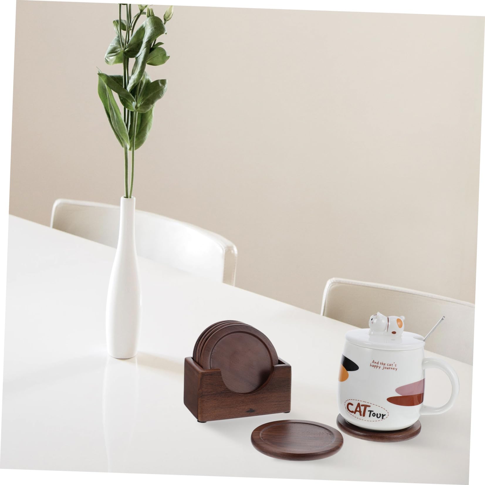 IMIKEYA Set di 6 Sottobicchieri in Legno Robusti Color Caffè, Protezione Elegante per Superfici da Gocce e Macchie, per Uso Domestico e Bevande