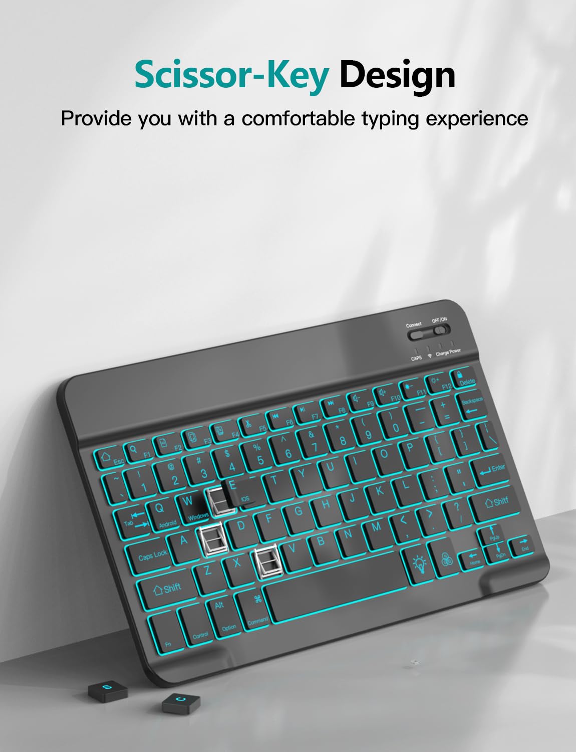 Backlit Keyboard Case for Samsung Galaxy Tab S10 Lite/S10 FE/S9 FE 5G 10.9"/ Tab S9 11", 7 Colors Backlight Magnetic Detachable Wireless Keyboard Case with S Pen Holder,PU Leather Folio Case,Black