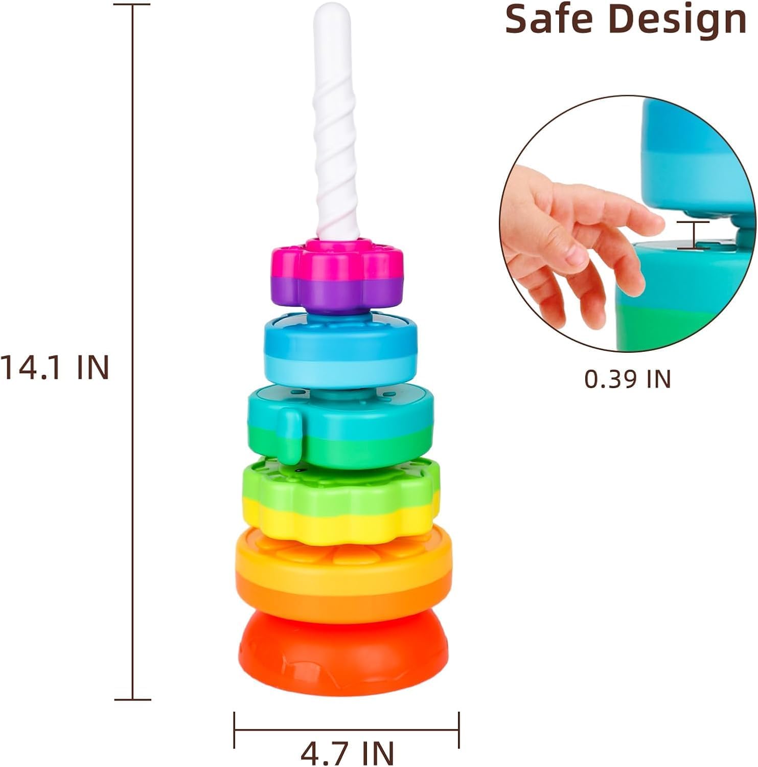 Educational Baby Spinning Stacking Toy, Stacking Rings Baby Toy, Montessori Learning Toys for Toddlers, Fine Motor and Sensory Toys for Kids, Gift for Baby Girls Boys Age 12+ Months - Image 7