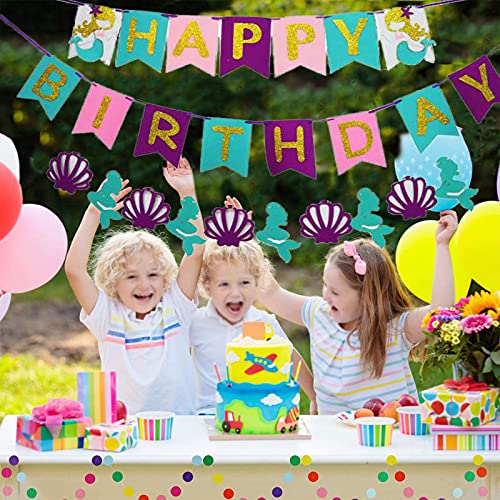 Verjaardagsdecoratie Met Happy Birthday Banner Zeemeermin Verjaardag Banner Gelukkige Verjaardag Banner Garland Voor… - Image 6