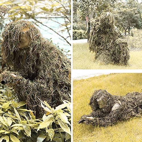 FUNPENY Ghillie Suits for Men, Outdoor Camo Hunting Ghillie Suit Halloween Costume Clothings (Desert Yellow)