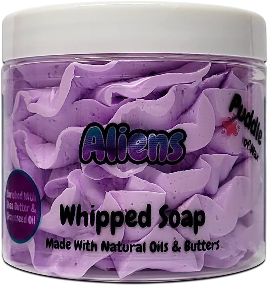 Aliens Whipped Soap Body Wash – 150g – Natural Oils and Butters – Perfume Scent – Vegan Friendly – Puddle of Wax – Made in the UK