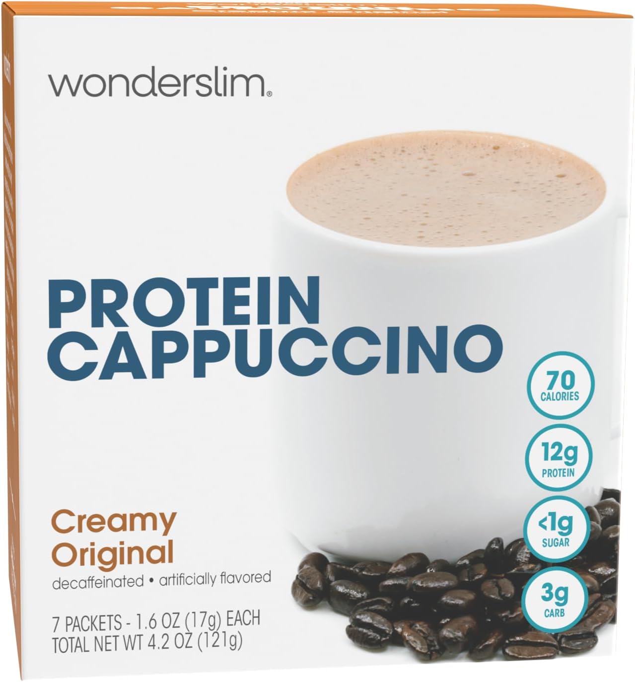 Protein Coffee Powder, Creamy Original Cappuccino, Low Sugar, Gluten Free, Keto Friendly & Low Carb (7ct)