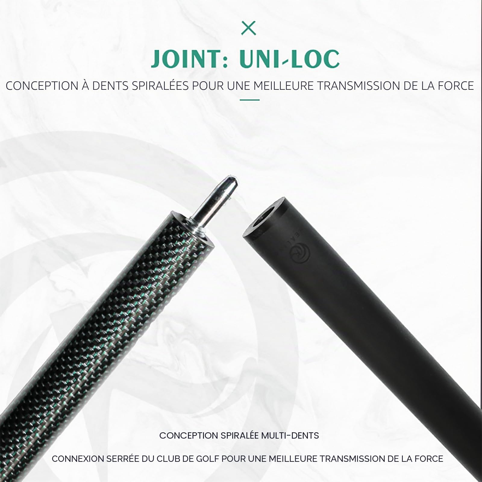 KHEALING Queue de billard en fibre de carbone de 58 pouces, structure 1/2, connecteur à 3 dents, pointe de 12,4 mm, 540-567 g, convient pour les joueurs de billard professionnels