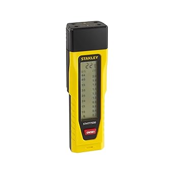 STANLEY 0-77-030 Moisture Meter for Measuring Masonry Moisture Ideal for Mortar, Concrete & Plaster with Illuminated LED Display, 6 Months Warranty, YELLOW & BLACK