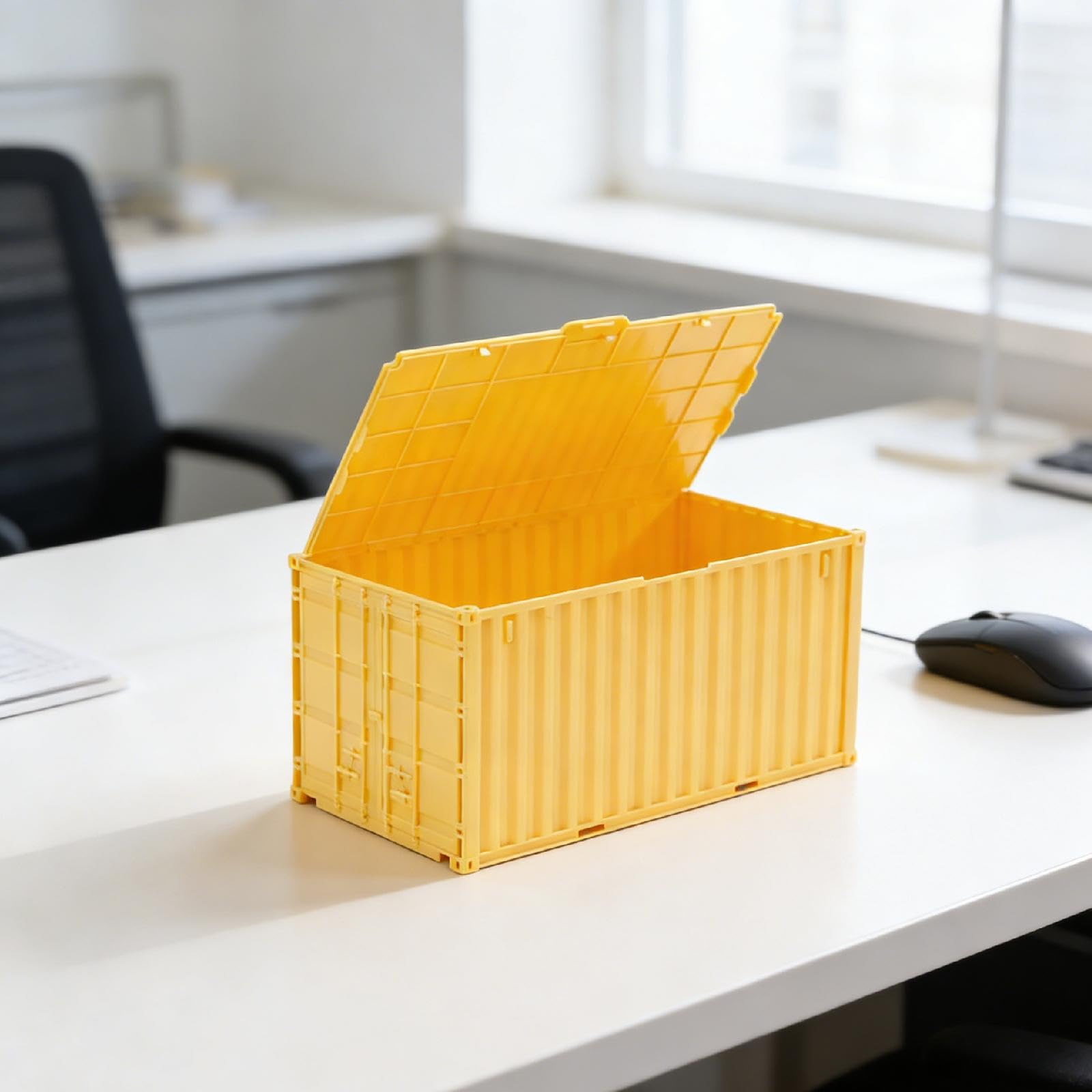 Miniature Conteneur Miniature Conteneur Industriel Mini Boîte Rangement Organisateur Créatif Industriel Matériau Pp Convient à L'Organi, Jaune