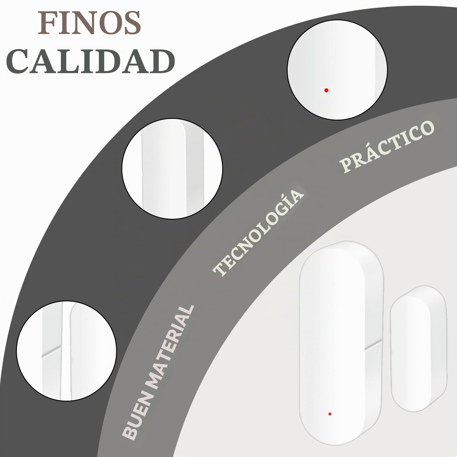 Sensor de Puerta WiFi, Juego de 2 Sensores de Ventana Inalámbricos, Alarma, Sensor de Puerta Smart Tuya