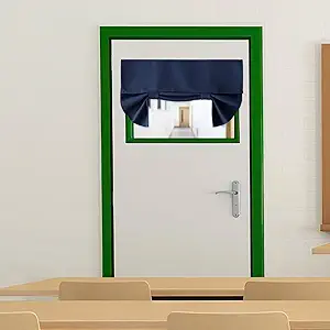 RYB HOME Privacy French Door Cover, Room Darkening Small Window Curtains for Patio Front/Tricia/French Door Tie up Shade for Sightseeing, W26 x L20 inch, 1 Panel, Navy