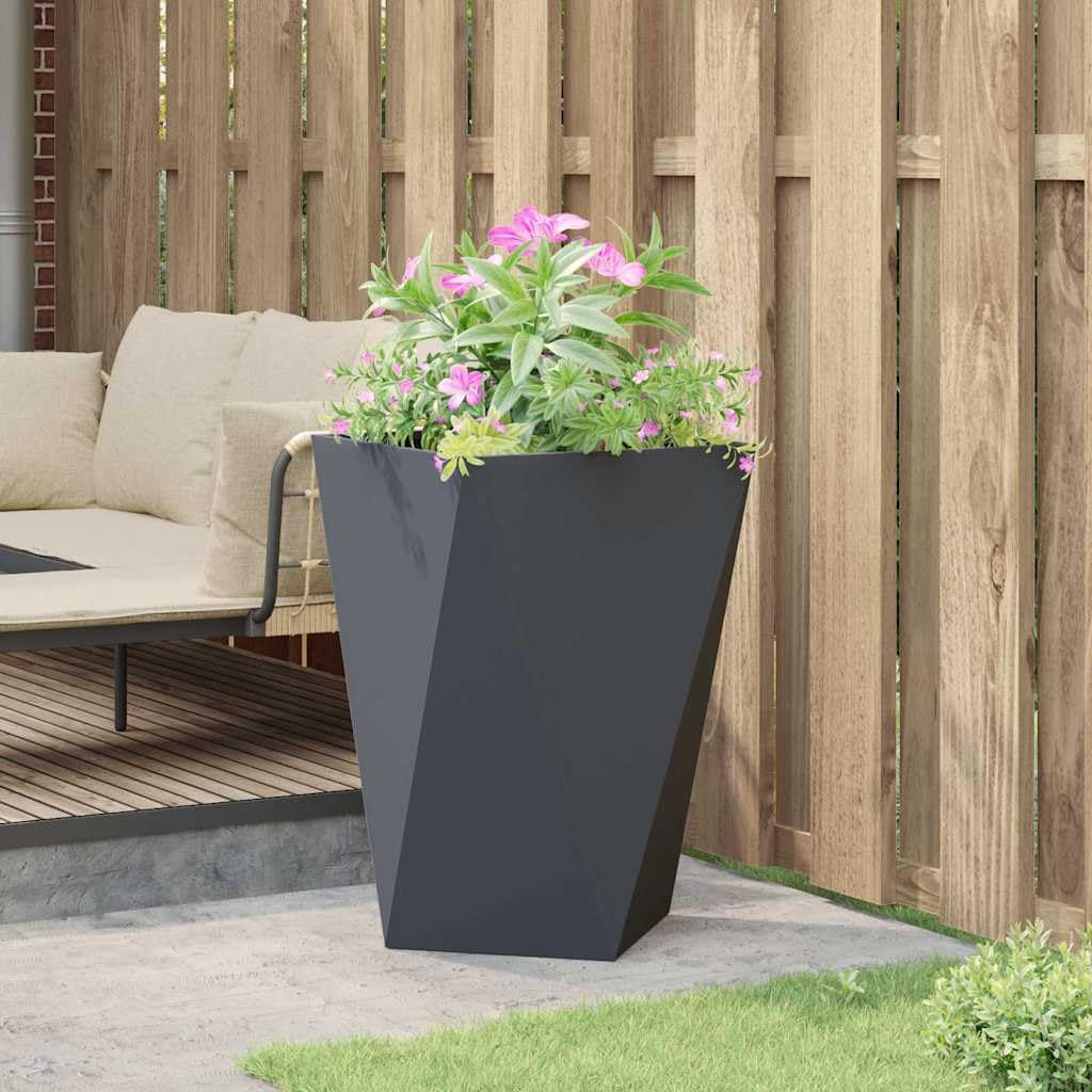 Moderner Stahl Pflanzkübel Anthrazit 50x50x75 cm für Garten Terrasse Sträucher und Gräser