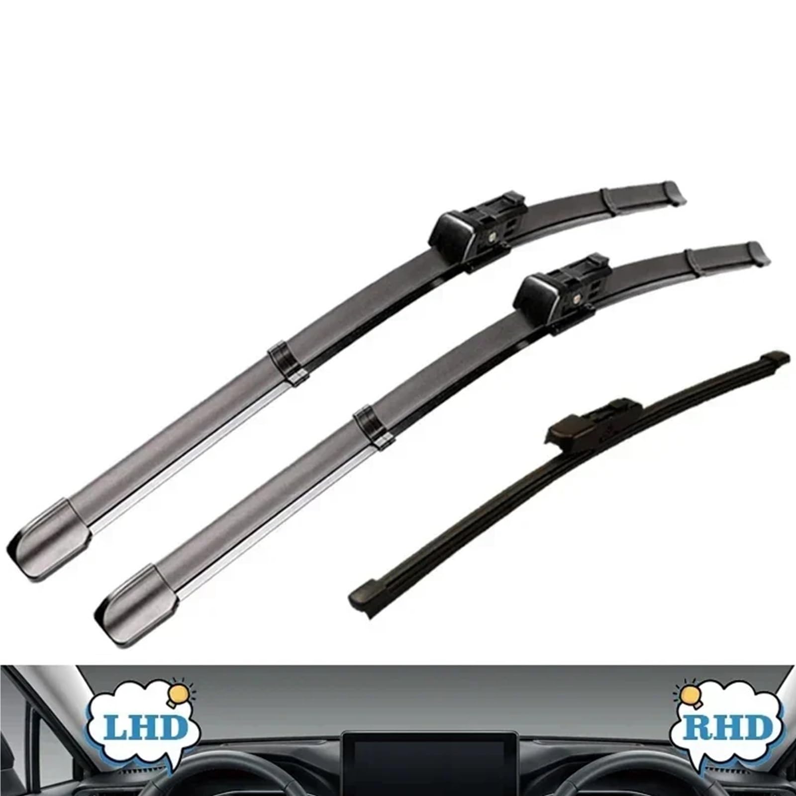 Limpiaparabrisas De Coche Compatible Con VW Para Golf6 Para MK6 Para VI Para 5K Para Wagon 2009-2012 Limpiaparabrisas Delantero Trasero Juego De Hojillas 24 "+19" + 11"