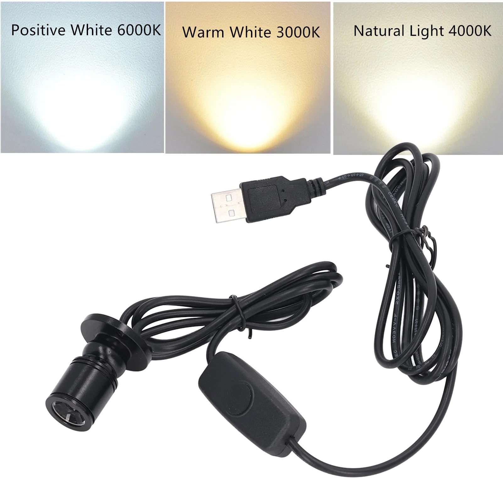 Mini Spot LED Dimmable 5V USB - 3000K Blanc Chaud - Pour Tableaux, Plantes, Vitrines