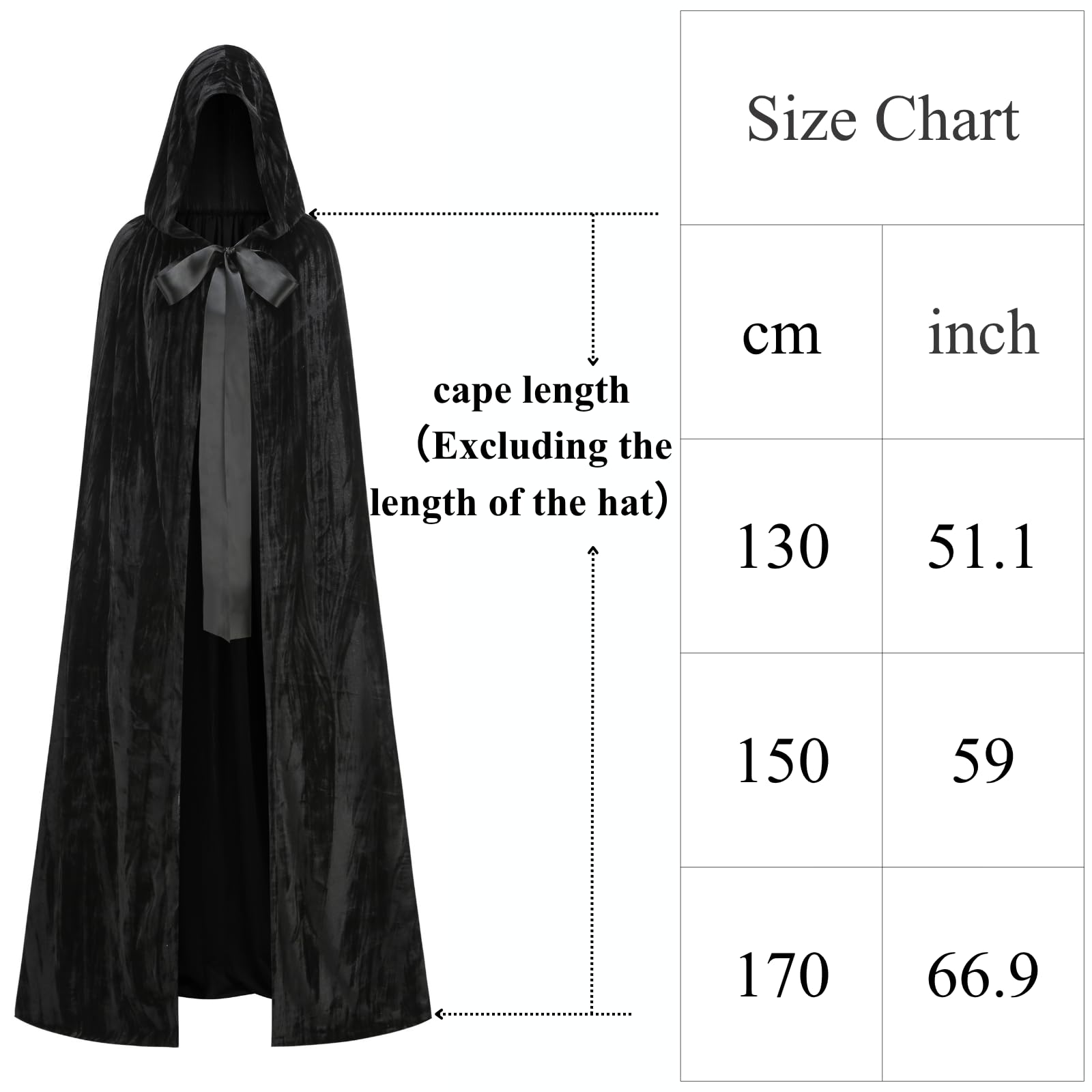 HAPNBCELE Womens Velvet Cape Hooded Cloak - Image 3