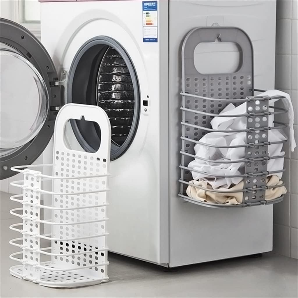 Plastic Foldable Laundry Basket Dirty Clothes Storage Basket Household Laundry Hamper Clothes Storage Bag with Hook (Color : B, Size : 28 * 46 * 17cm) (A 28 * 46 * 17cm)