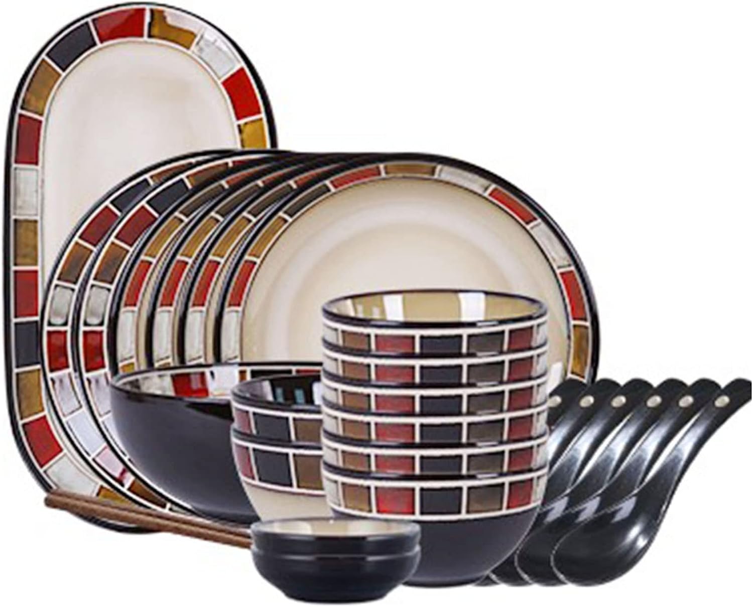 Porcelain Dinnerware Set, 30 Pieces Ceramic Dinnerware Sets Service for 6, Stoneware Dish Sets