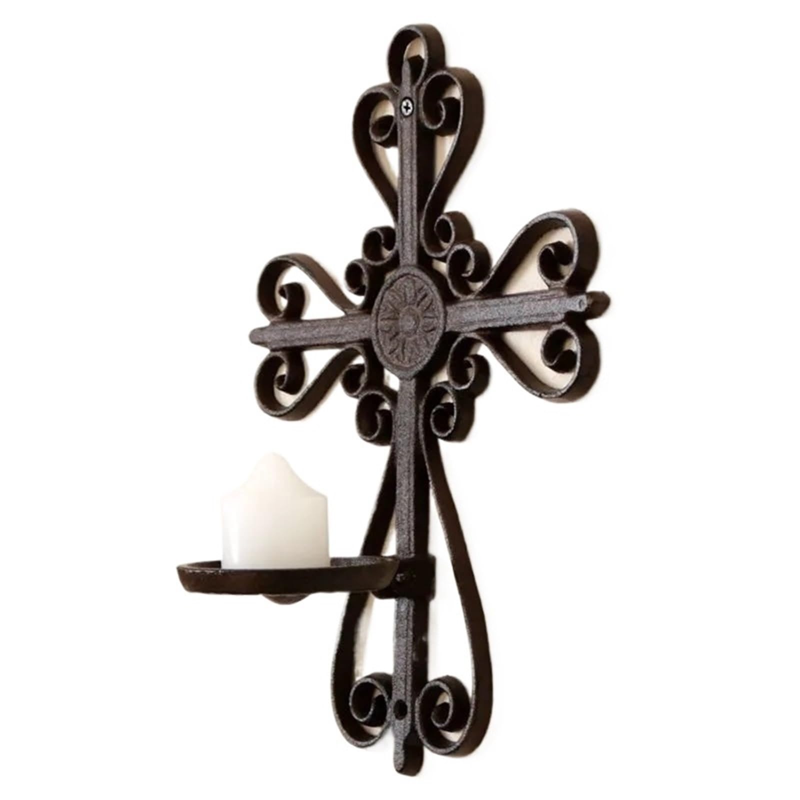 Romantic Candlestick Vintage Home Decoration Candle Holder Iron Emblem Cast Hollow Wall Mounted For Candles