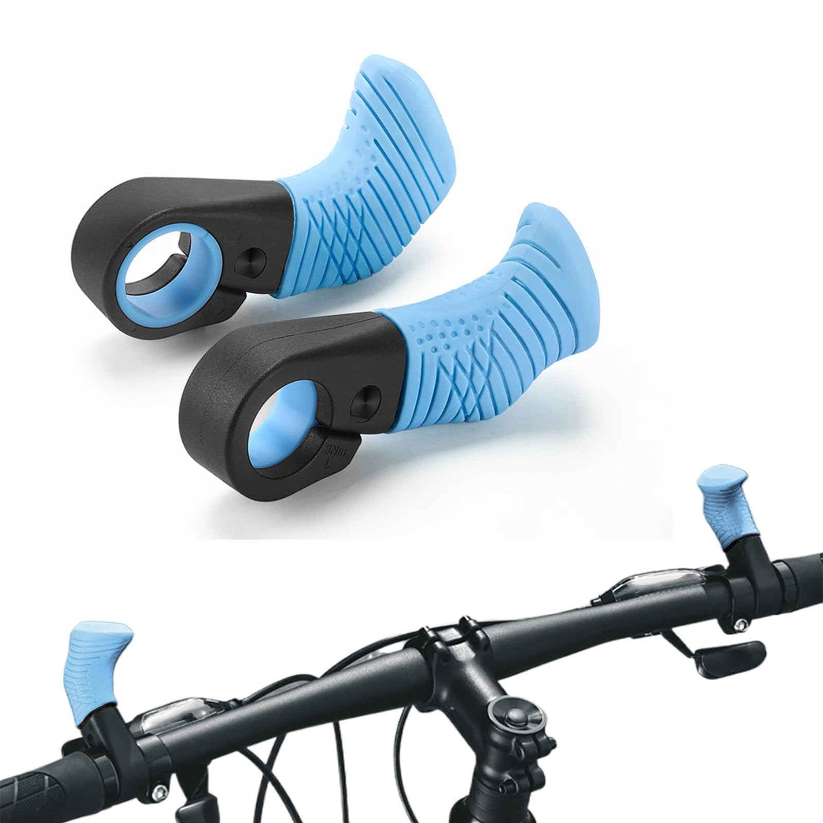 DIALFA Fahrrad-Daumengriffe für Koga Kinsei Road, Griffstütze, Ergonomisches Formen Daumengriff, rutschfeste Komfort-Pads, schnell installiertes