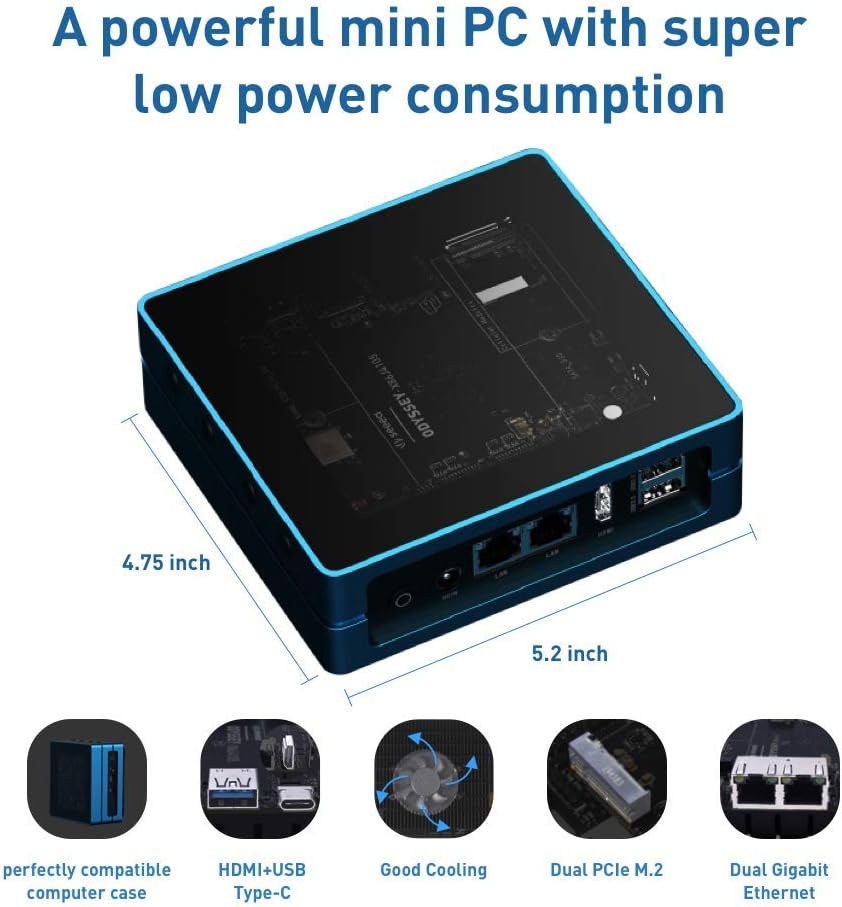 Flash Sale Buy 1 get 1 Seeed Studio Odyssey Blue J4125 Windows 10 Mini PC with 128GB External SSD Celeron-Powered Mini-PC with Re_Computer Case Dual Gigabit Ethernet Dual PCIe M.2 no Onboard eMMC