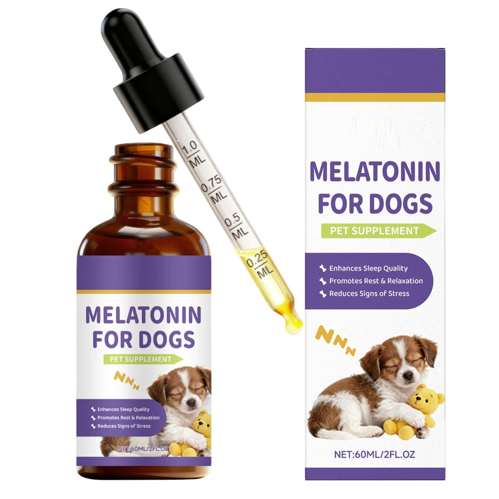 Dog Sleep Aid – 60ML Natural Calm Drops, Gentle Night Soothing Formula, Relaxation Blend, Supports Rest Balance Serenity Relief, Perfect for Travel, Bedtime, Stress Situations | Promote