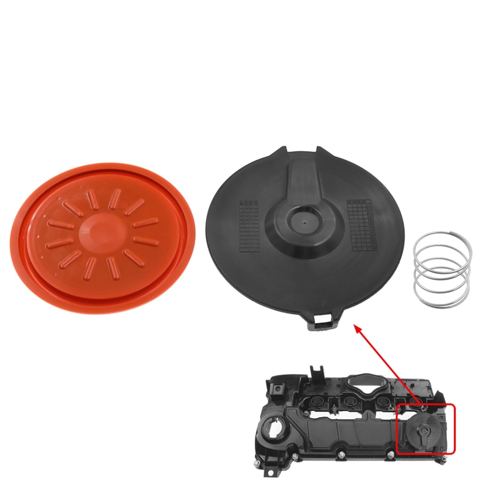 11127553626 7553626 Zestaw naprawczy pokrywy zaworu PCV membrana 80mm, do BMW, 1 3 5 116i 118i 120i 318i 320i E61 E60 E81 E97 E88 N43 Naprawa zaworu PCV silnika