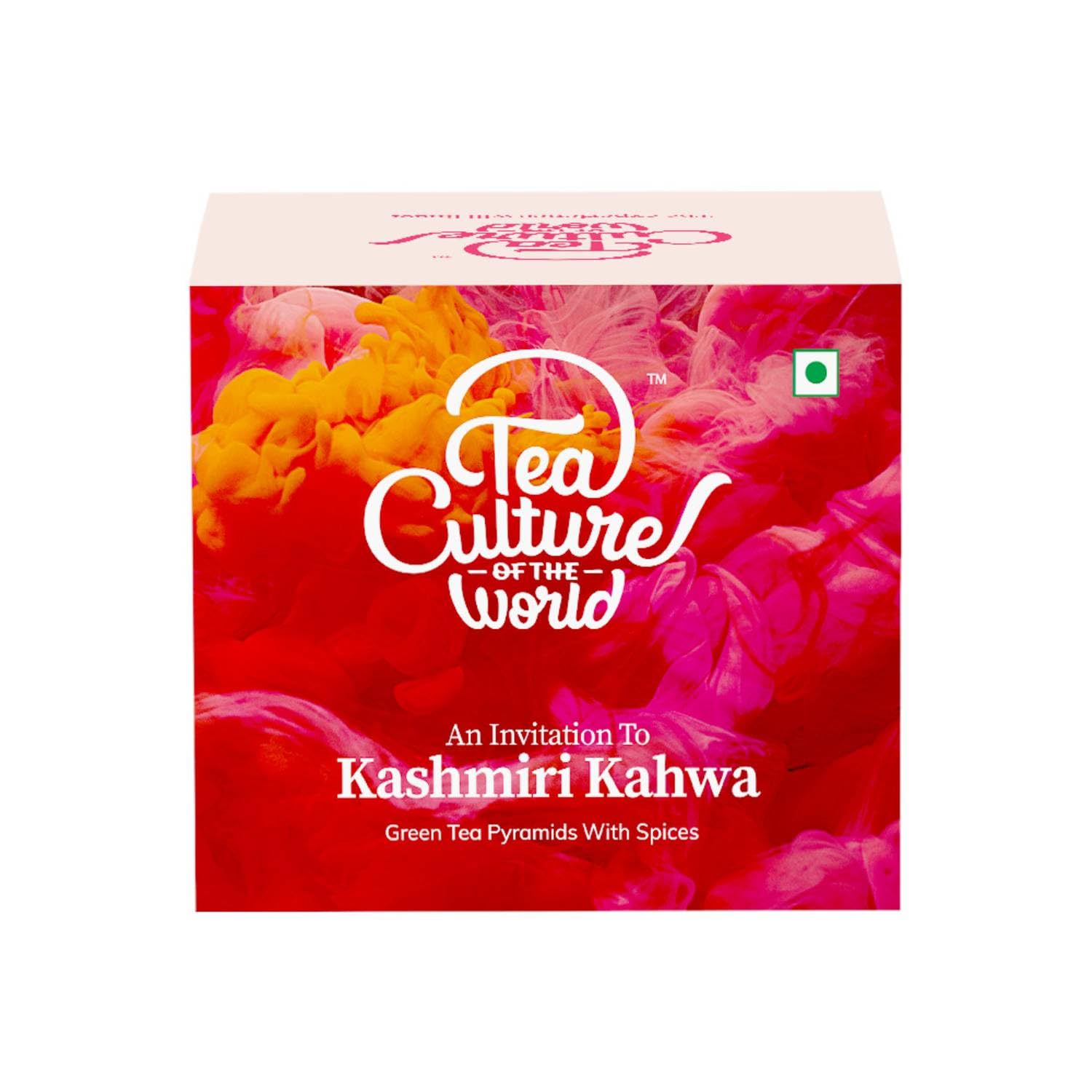 Tea Culture of The World Kashmiri Kahwa Teabag | Premium Green Tea with Saffron & Spices for Stress Relief, Immunity & Detox | Pyramid Tea Bags, 16 Count (32g)