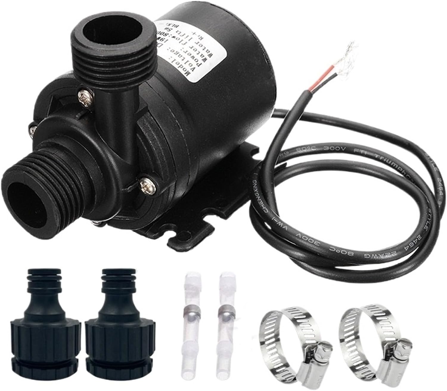 800L/H 12V Brushless Water Pump Aquarium Circulation Waterproof Solar Submersible Pump with 14mm(12V bare wring set)