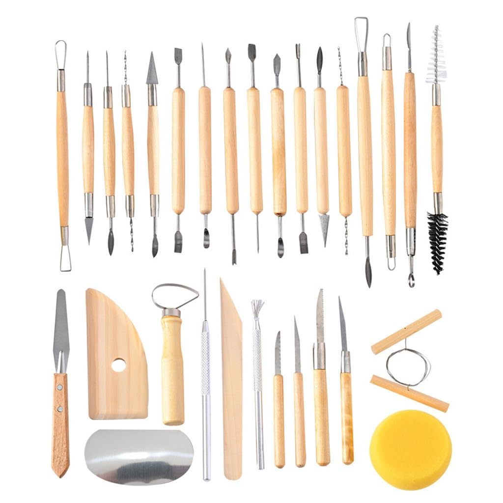 Outils de poterie, 30 Ensembles de stylos à Empreinte, Sculpture sur Argile, Bois, poterie, Outils en Argile, Fournitures d'art