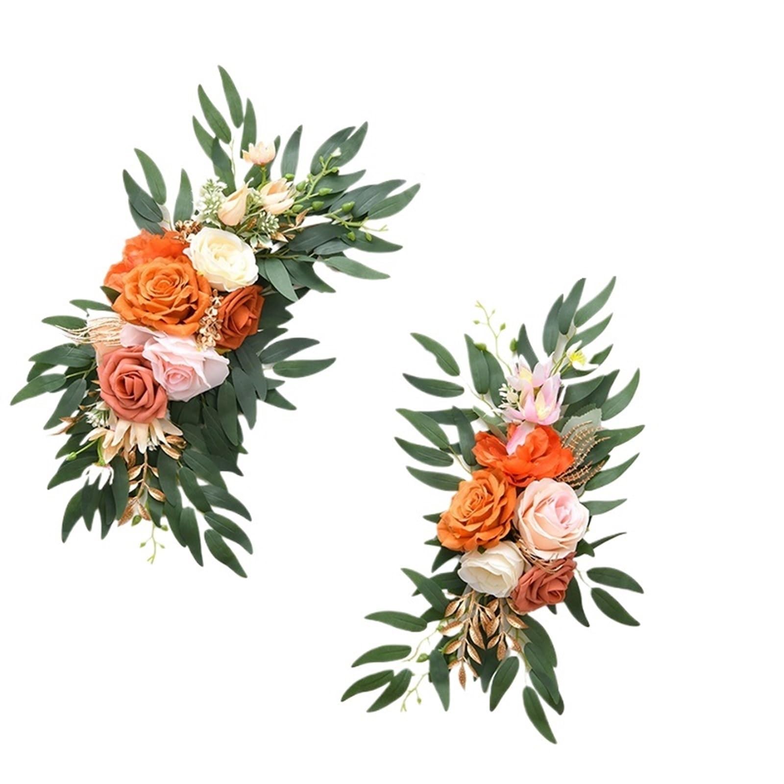 WJIAYAO Artificial Wedding Arch Flowers Kit 2Pcs Artificial Wedding Arch Flowers Kit Silk Floral Garlands Ceremony Welcome Signs Reception Decoration Photo Props(D)