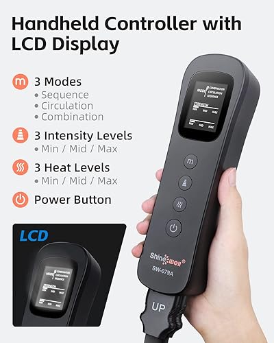 Miniatura 4 de Masajeador de pierna SHINE WELL con calor y compresión, masajeador completo de pierna para circulación y alivio del dolor, con 3 niveles de calor, 3