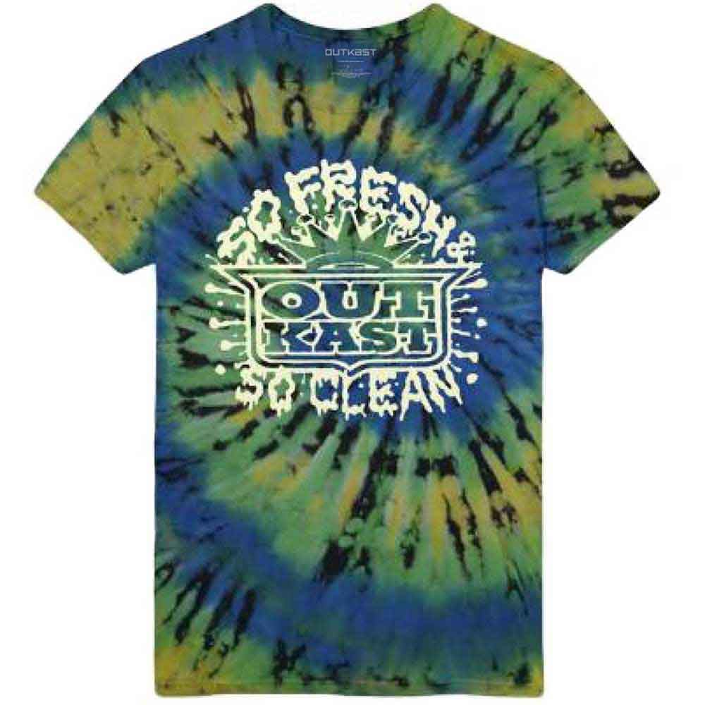 Outkast T Shirt So Fresh Logo Official Unisex Tie Dye Green L