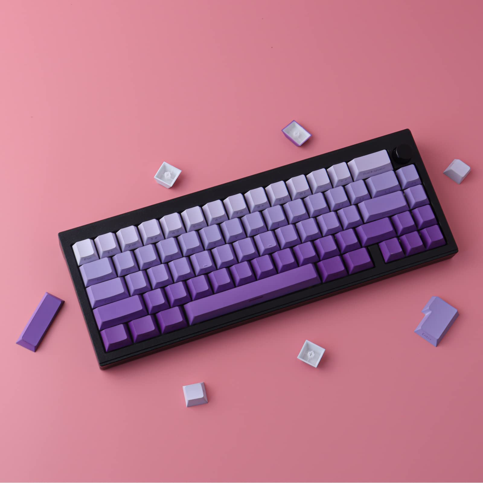 Keycaps PBT 135 Keys Transparent Letter Side Engraved Custom Keycaps for ANSI&ISO Layout Gateron Kailh Cherry MX Switches Mechanical Keyboards (Cherry Profile)