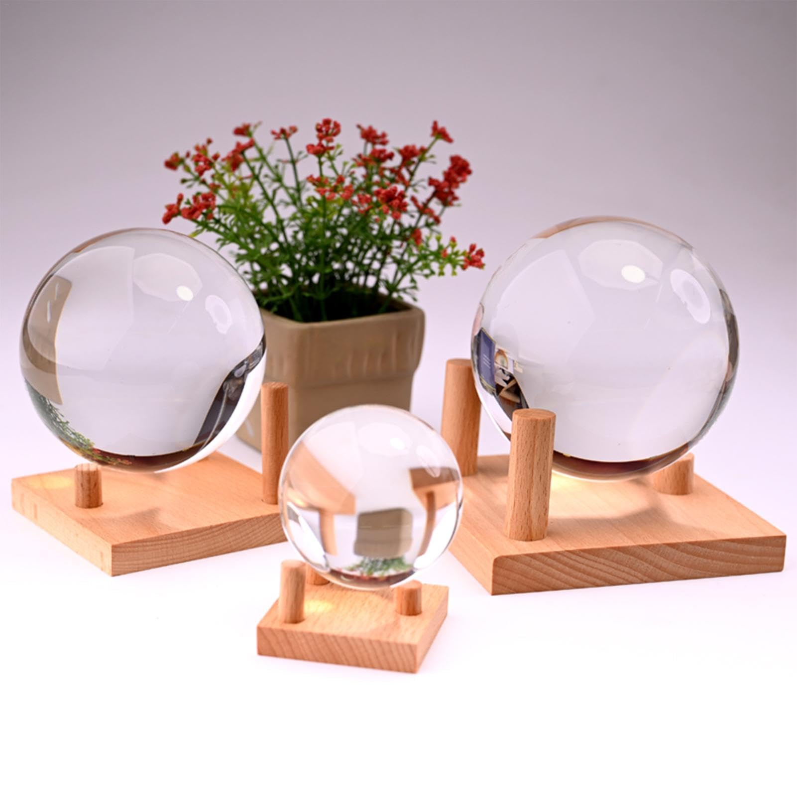 Support Bois Élégant Pour Boule De Cristal - Base Stable 5x5cm Pour Sphères 4cm - Décoration Maison Et Bureau