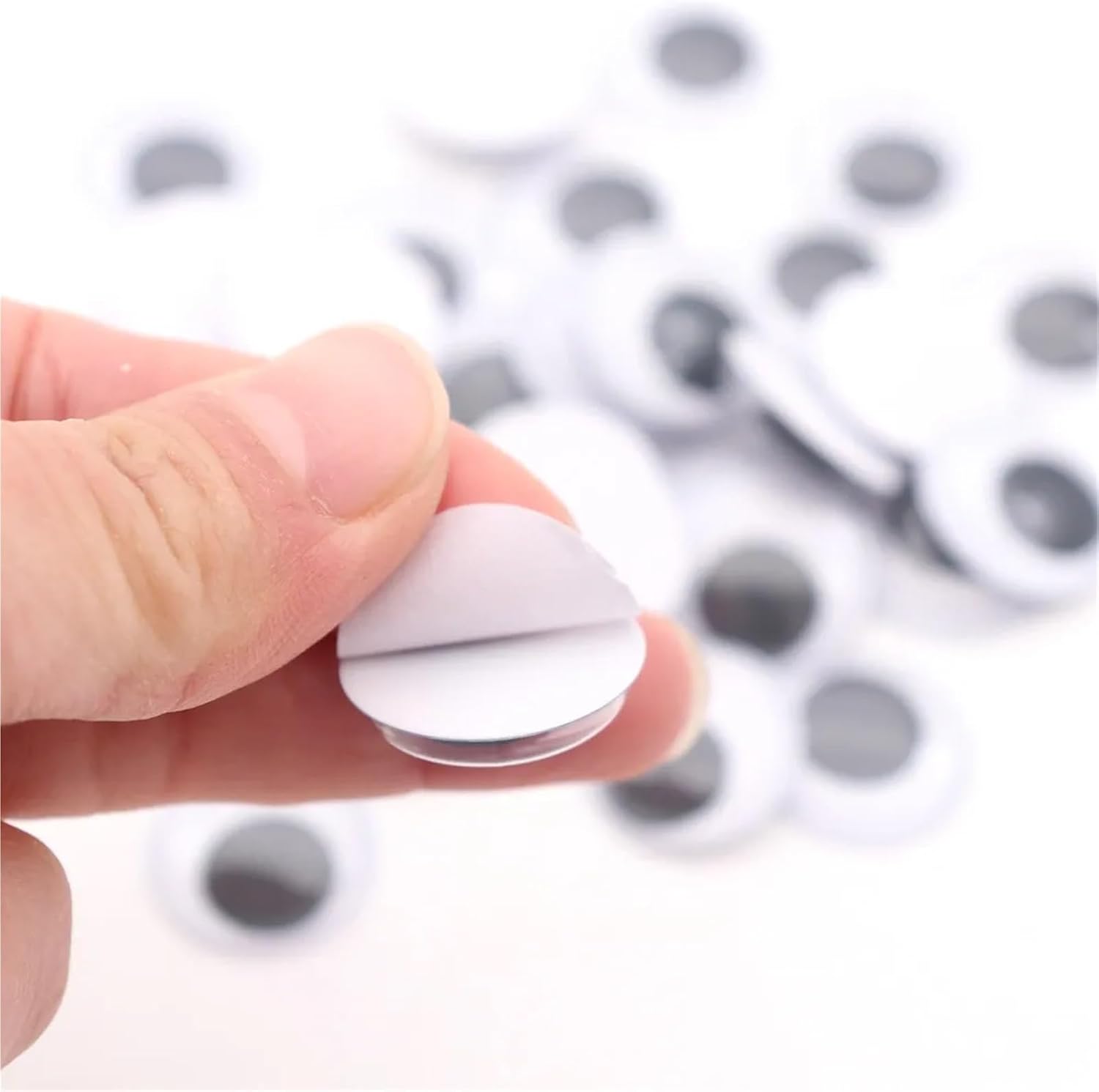 6mm-25mm Black Self-Adhesive Googly Wiggly Eyes Teddy Bear Plastic Doll Eye for DIY Art Craft Decor Supplies(White,20mm 250pcs)