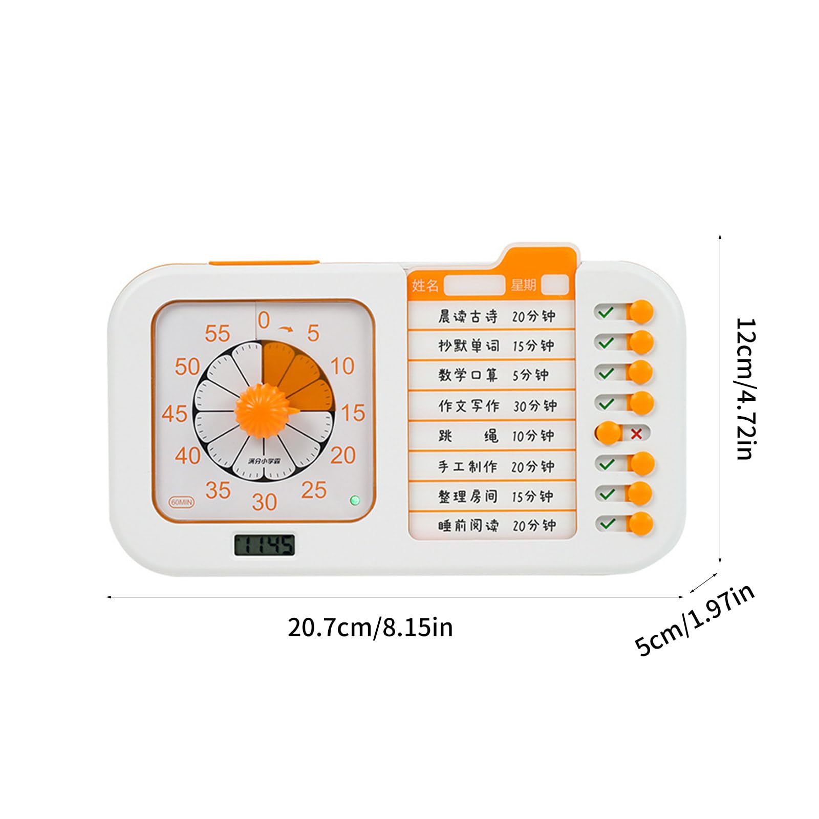 Dispositivo monitoraggio del in plastica per allenamenti cucina Timer da cucina con scheda pianificazione Pianificatore pianificazione gestione del