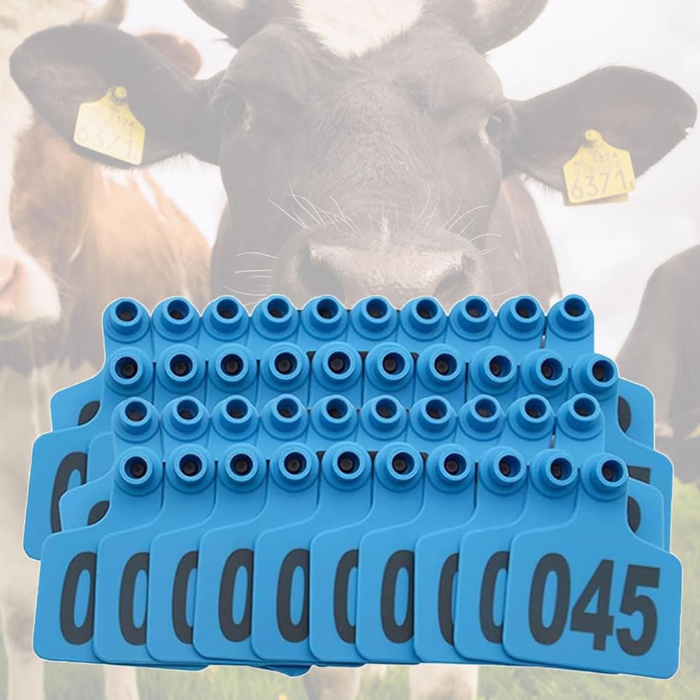Etykieta na słuchawki, 001-500, z numerami, znaki identyfikacyjne zwierząt gospodarskich, znaki douszne dla zwierząt (niebieski 7,5 x 10 cm (2,95 x 3,93 cala), 301-400)